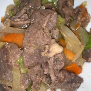焼き肉用牛肉と野菜の炒め物